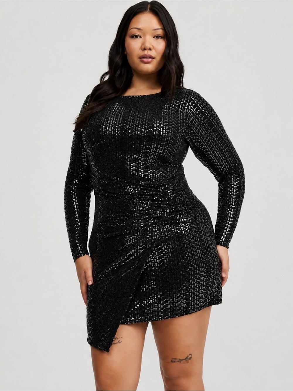 Torrid Disco Sequin Wrap Mini Dress Size 6X 30 Black NWT